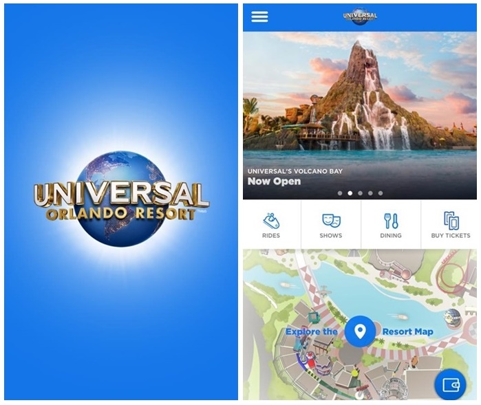 Página Inicial do Aplicativo Oficial da Universal Orlando Resort