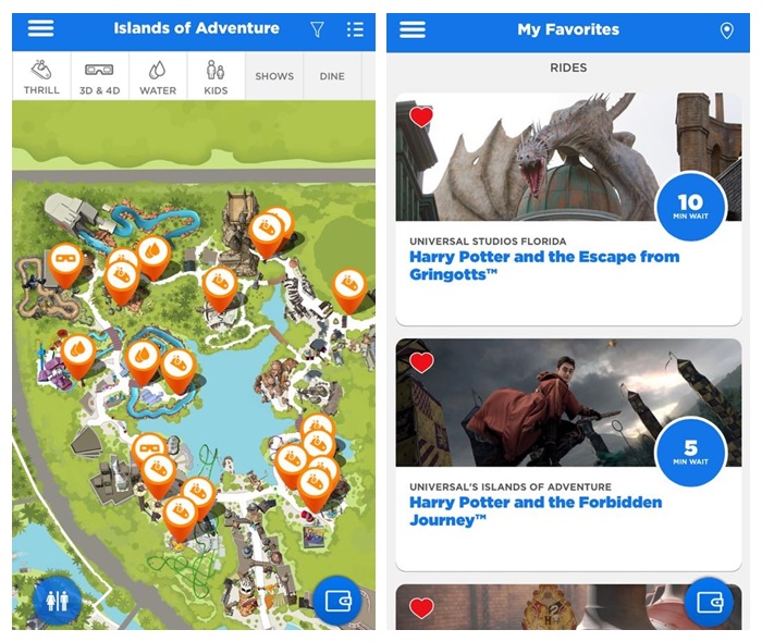 Mapa do Aplicativo Oficial da Universal Orlando Resort