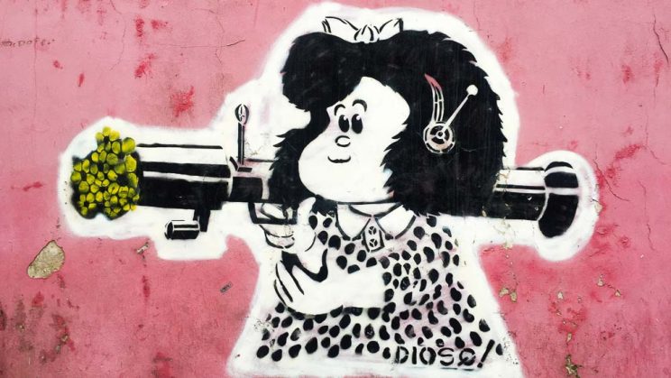 Parede Mafaldo na Rua Caminito, Buenos Aires