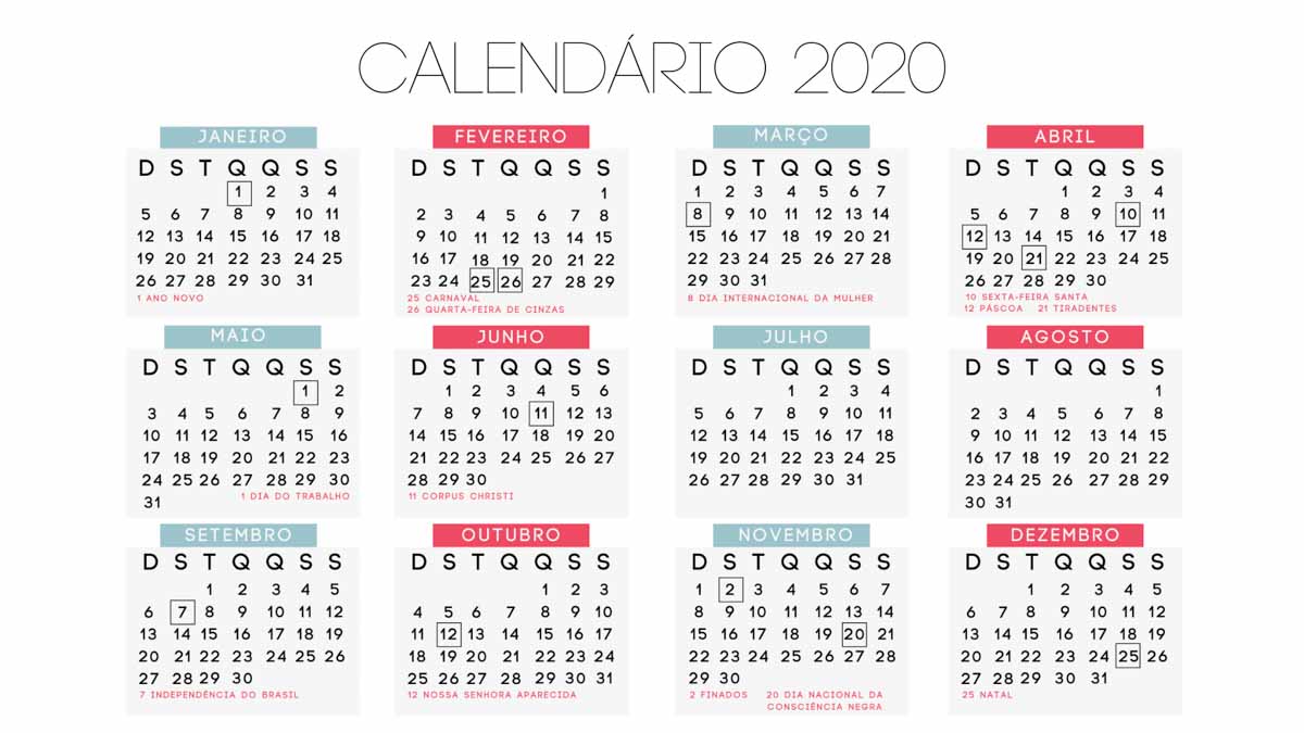 Feriados 2020, Calendário Completo! Programe Sua Viagem Já!