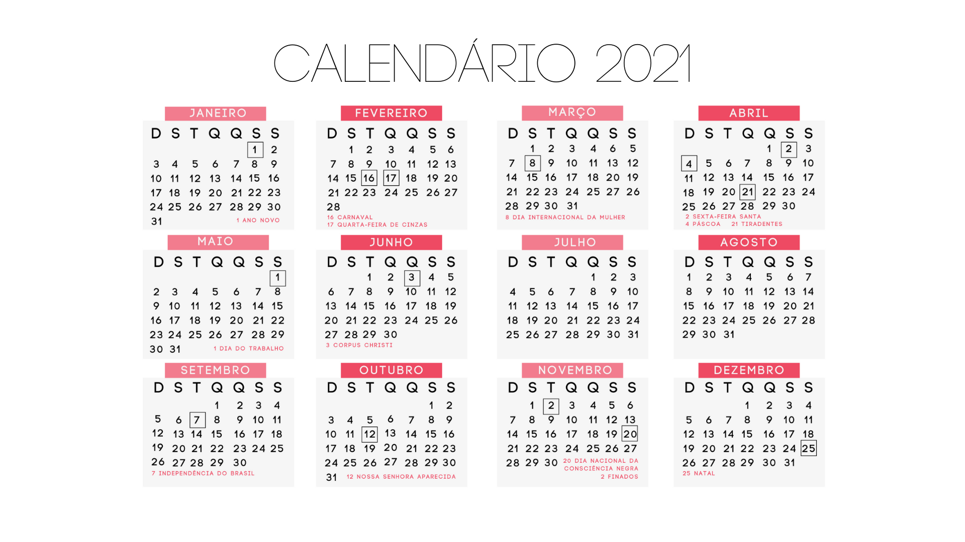 Feriados 2021, calendário completo para você se programar já!